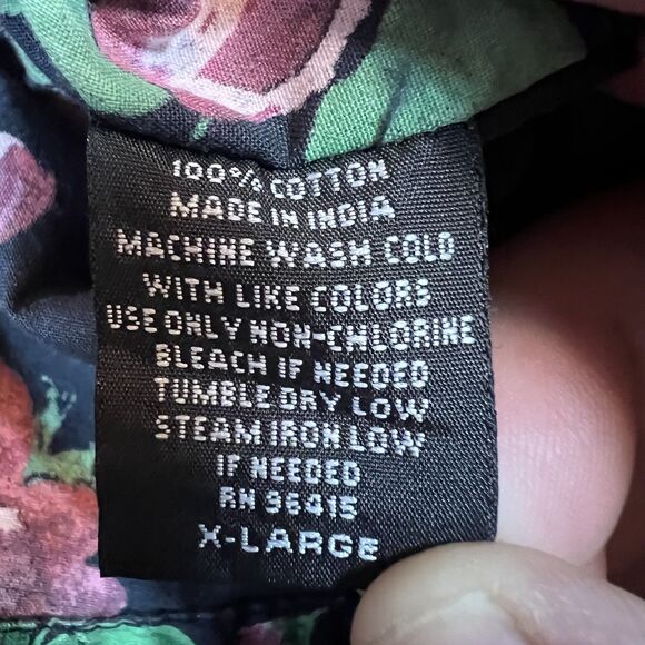 Artistry In Motion Shirt Mens XL Black Floral Button Up Slim‎ Fit Cotton Casual - Picture 4 of 8